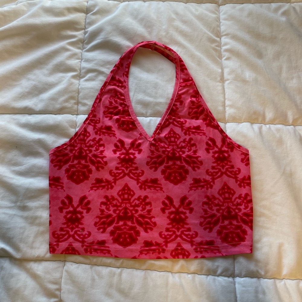 Pink patterned halter top